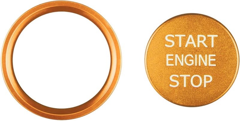 Lyxheth Car Push Start Button Cover, Engine Start Cover, Cool Aluminum Engines Starts Buttons Covers with Metal Ring for Cars Decorations, Car Engine Start Button Decal Accessory for Audi A4 (Gold) - Image 1
